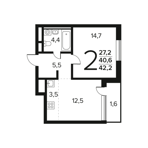 Заречный Москва — планировка 1