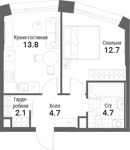 Nagatino i-Land Москва — планировка 1