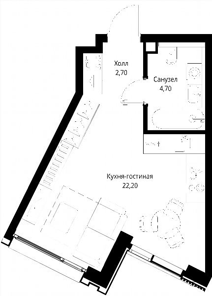 Cityzen Москва — планировка Студия