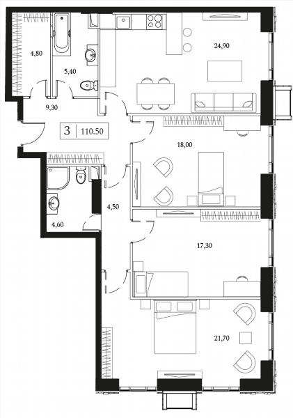 Dream Towers Москва — планировка 3