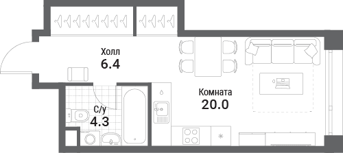 Nagatino i-Land Москва — планировка Студия
