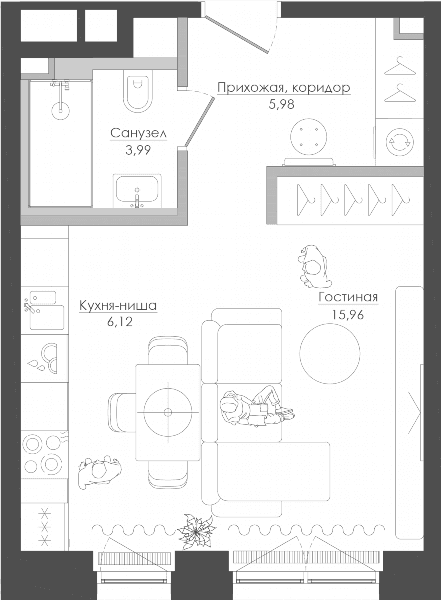 Селигер Сити Москва — планировка Студия