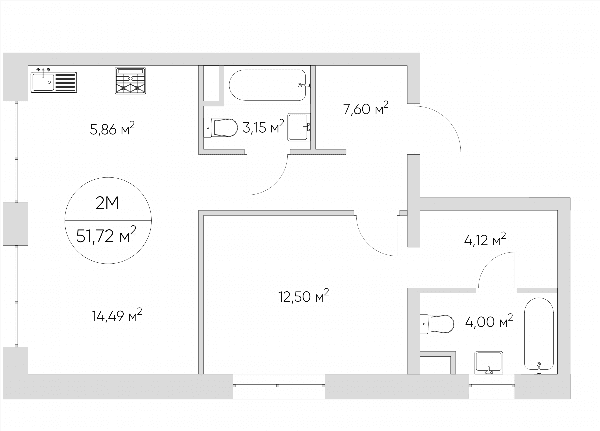Nice loft Москва — планировка 2-комнатные апартаменты