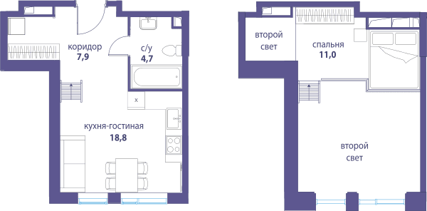 Символ, Независимость Москва — планировка Студия