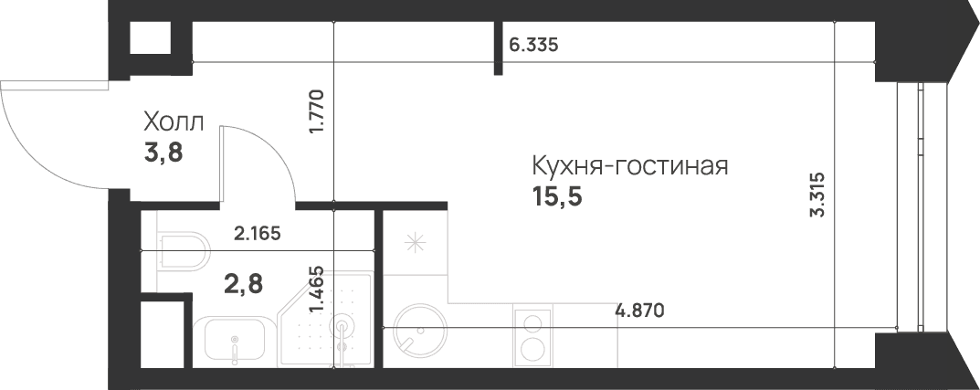 Voice Towers Москва — планировка Студия