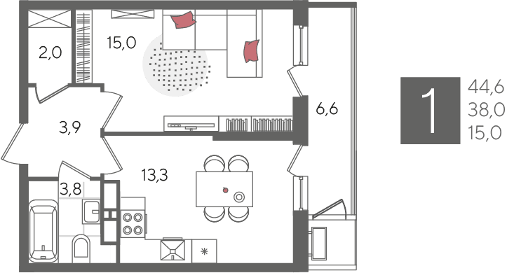 Рекорд 2 Краснодар — планировка 1