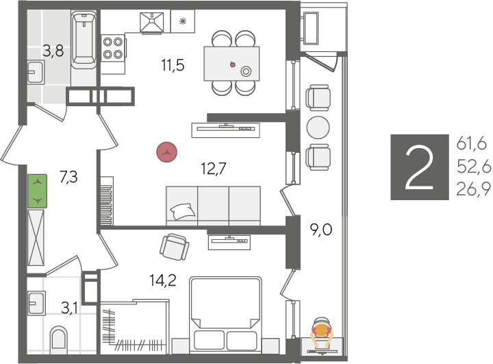 Рекорд 2 Краснодар — планировка 2