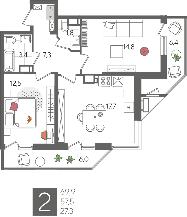 Рекорд 2 Краснодар — планировка 2