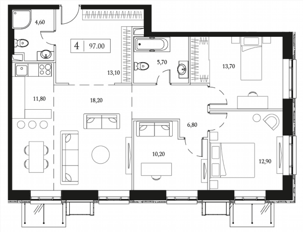 Dream Towers Москва — планировка 3