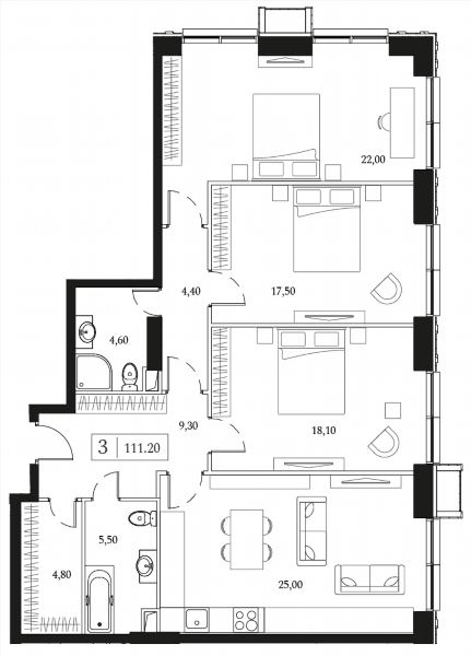 Dream Towers Москва — планировка 3