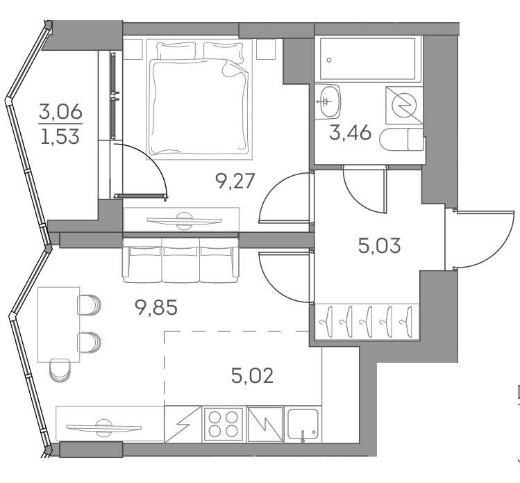 Аквилон BESIDE 2.0 Москва — планировка 1