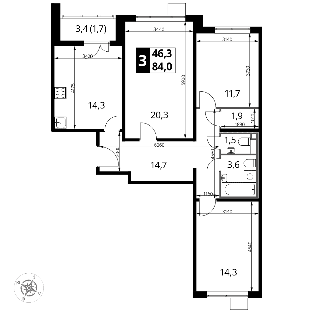 1-й Лермонтовский Люберцы — планировка 3