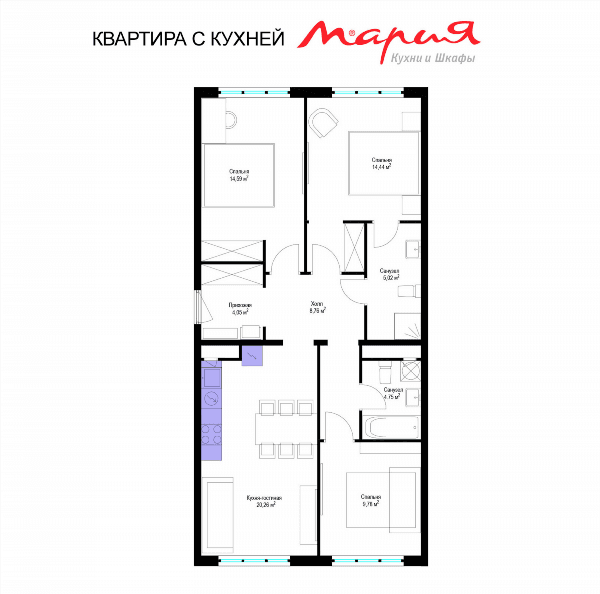 У реки. Эко Видное 2.0 Москва — планировка 4