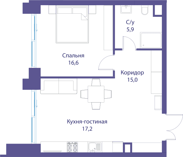 Река, Река-3 | Клубный дом Москва — планировка 1