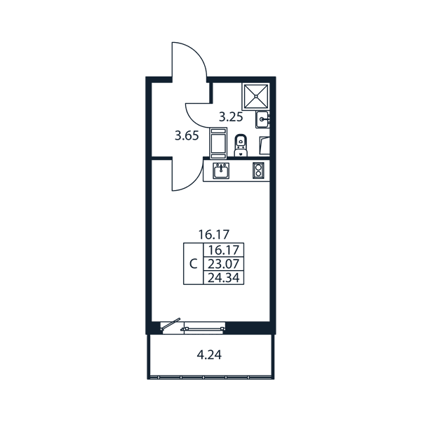 Полис Лаврики Санкт-Петербург — планировка Студия