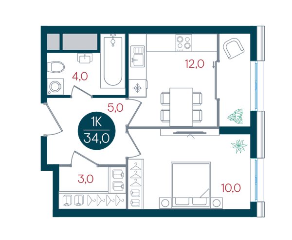 РУСИЧ Кантемировский Москва — планировка 1