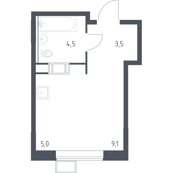 Цветочные Поляны Москва — планировка Студия