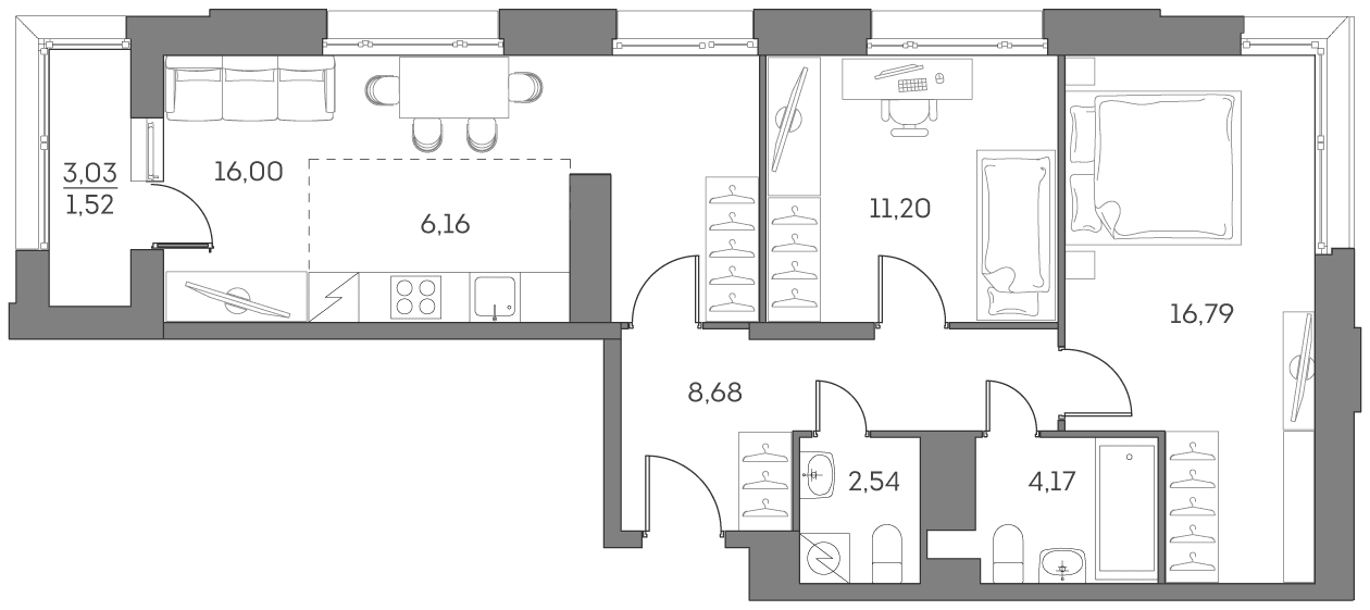 Аквилон BESIDE 2.0 Москва — планировка 1