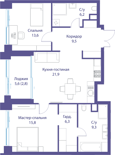 Река, Река-3 | Клубный дом Москва — планировка 2