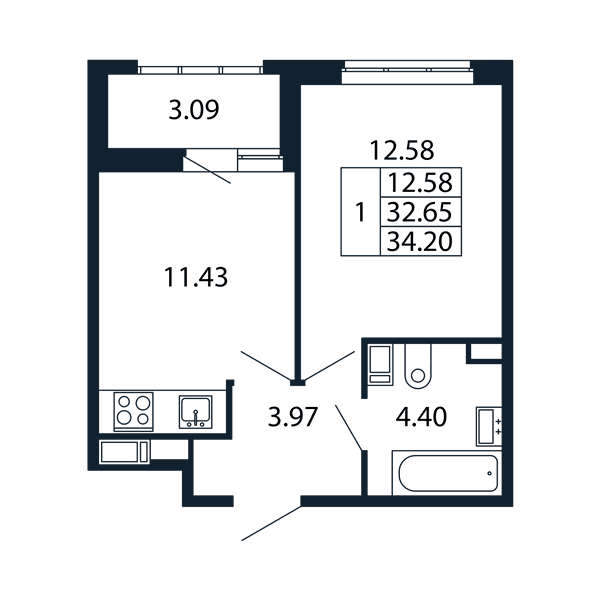 Полис Приморский 2 Санкт-Петербург — планировка 1