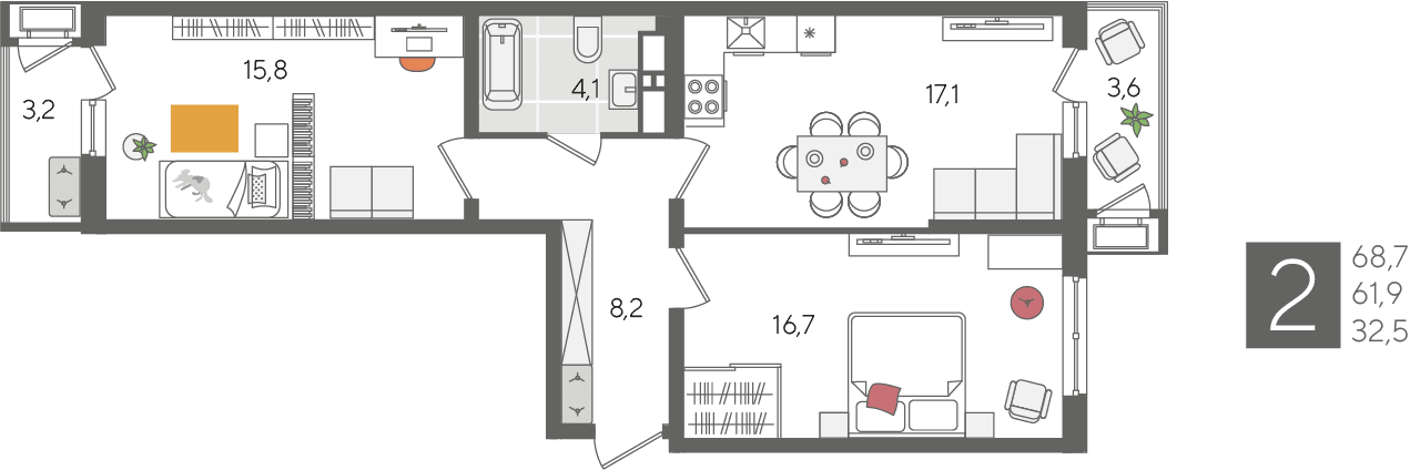 Рекорд 2 Краснодар — планировка 2