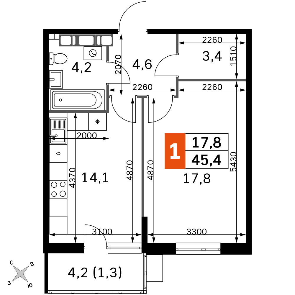 Олимп Обнинск — планировка 1