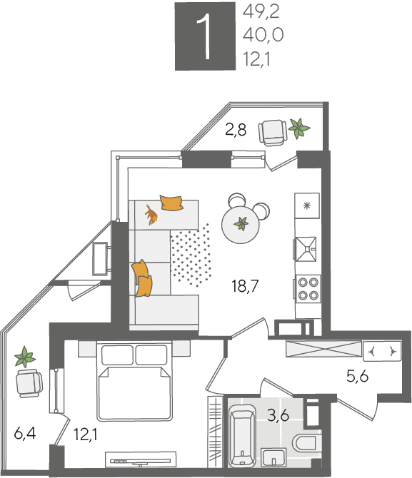 Рекорд 2 Краснодар — планировка 1
