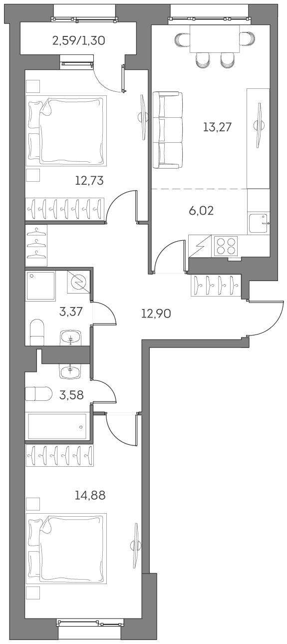 Аквилон BESIDE 2.0 Москва — планировка 1