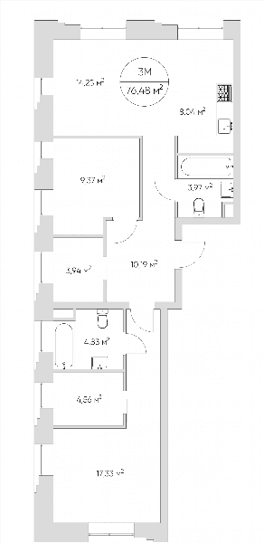 Nice loft Москва — планировка 3-комнатные апартаменты