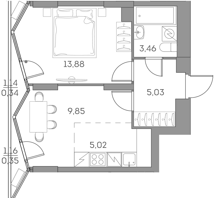 Аквилон BESIDE 2.0 Москва — планировка 1