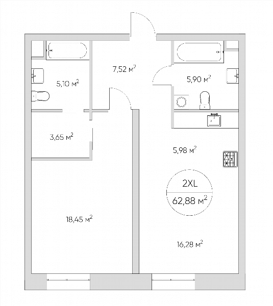 Nice loft Москва — планировка 2-комнатные апартаменты