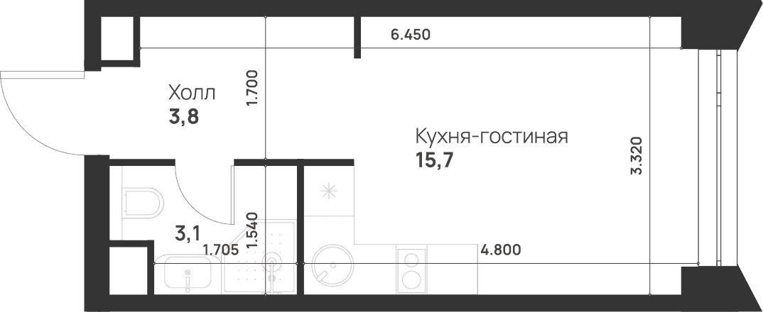 Voice Towers Москва — планировка Студия