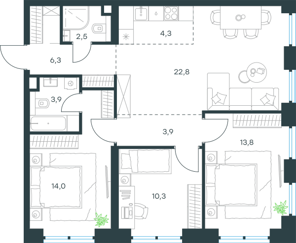 Level Причальный Москва — планировка 4