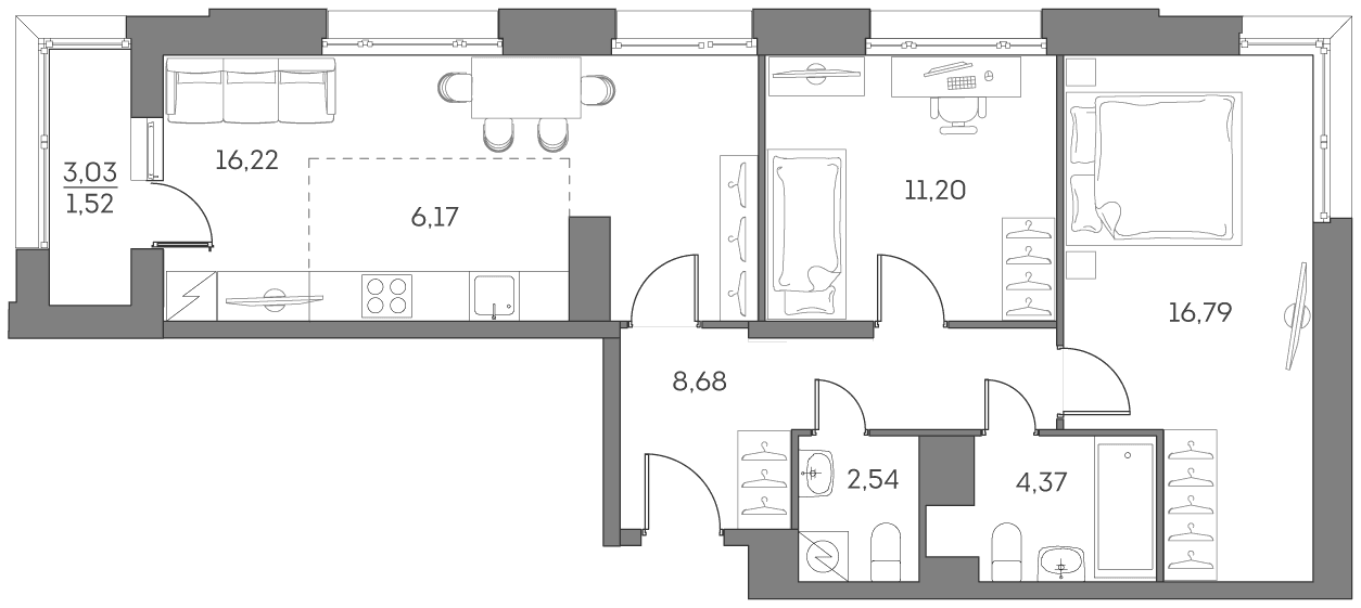 Аквилон BESIDE 2.0 Москва — планировка 1