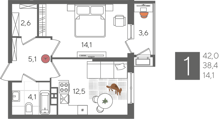 Рекорд 2 Краснодар — планировка 1