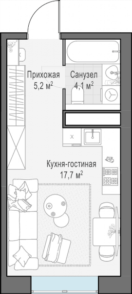 West Garden Москва — планировка Студия