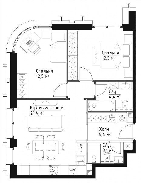 Павелецкая Сити Москва — планировка 2