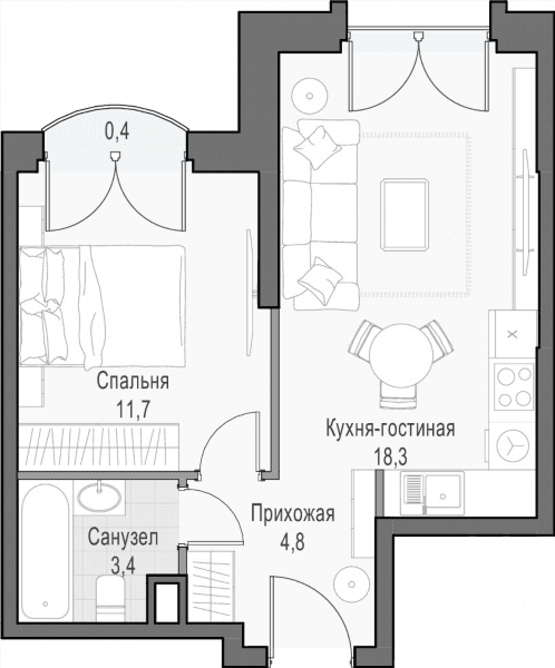 Достижение Москва — планировка 1