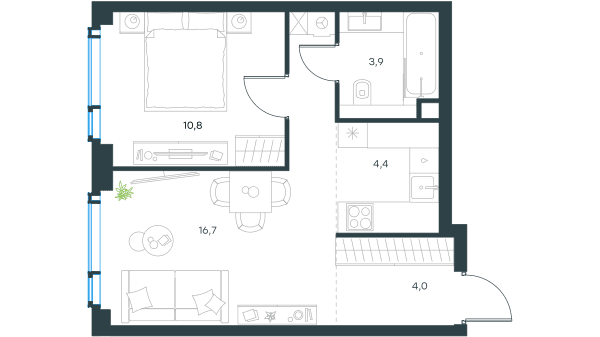 Level Мичуринский, этапы 1 и 2 Москва — планировка 2