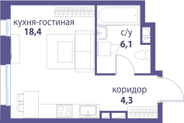 Символ, Вдохновение Москва — планировка Студия