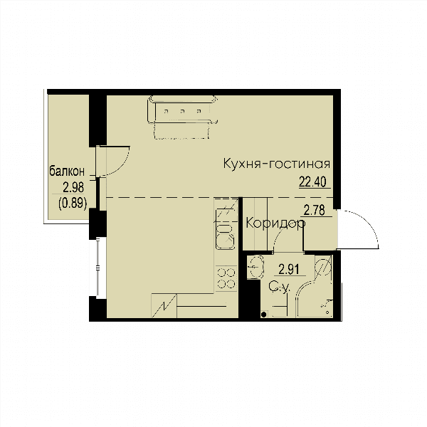 iD Murino II Санкт-Петербург — планировка Студия