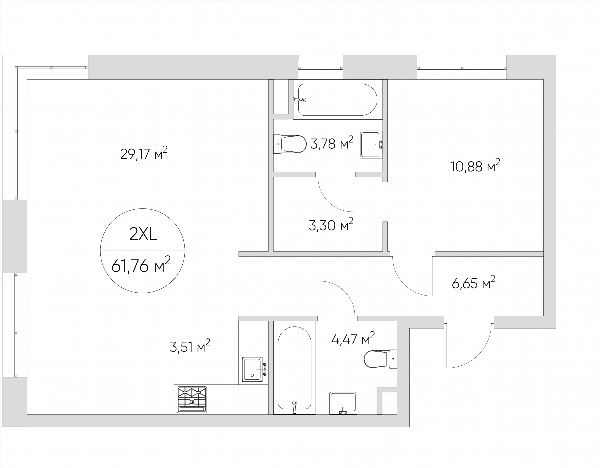 Nice loft Москва — планировка 2-комнатные апартаменты