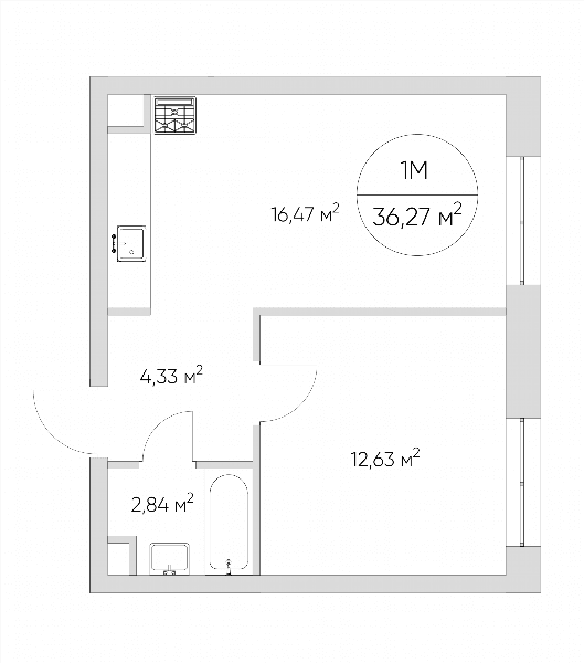 Nice loft Москва — планировка 1-комнатные апартаменты