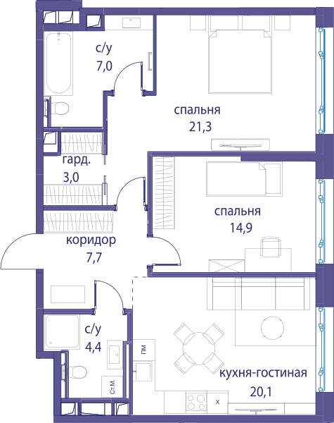 Остров, Остров.3 Москва — планировка 2