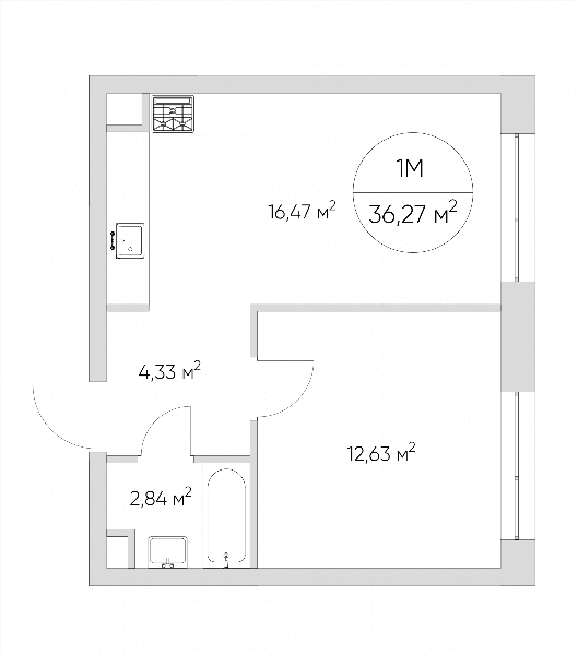 Nice loft Москва — планировка 1-комнатные апартаменты