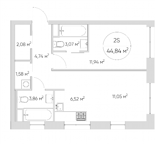 Nice loft Москва — планировка 2-комнатные апартаменты