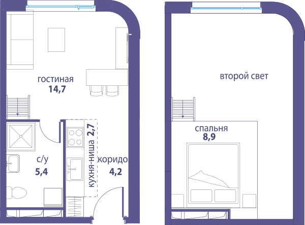 Символ, Независимость Москва — планировка Студия